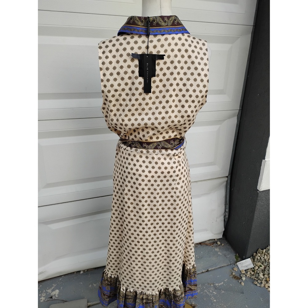 Ellie Tahari The Sienna Printed Ruffle Bottom Dress Size 10 NWT - Picture 4 of 7